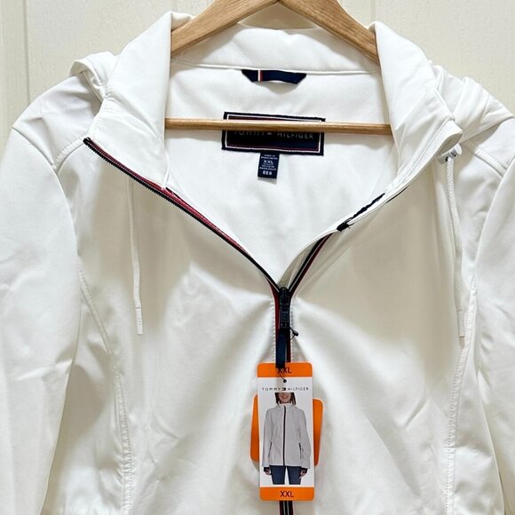 New Tommy Hilfiger Women’s Lightweight Hooded Windbreaker Jacket Size XXL White - Picture 2 of 16